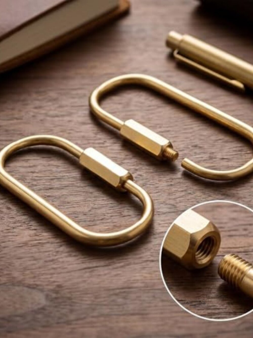 10 Pack Brass Screw Lock Carabiner Key Rings for Camping & Handbag Charms